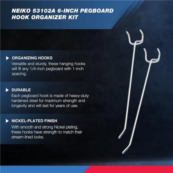 6” Pegboard Hook Organizer Kit,50 Pack,Hanging Hooks Set for Garage Organization - Picture 2 of 6